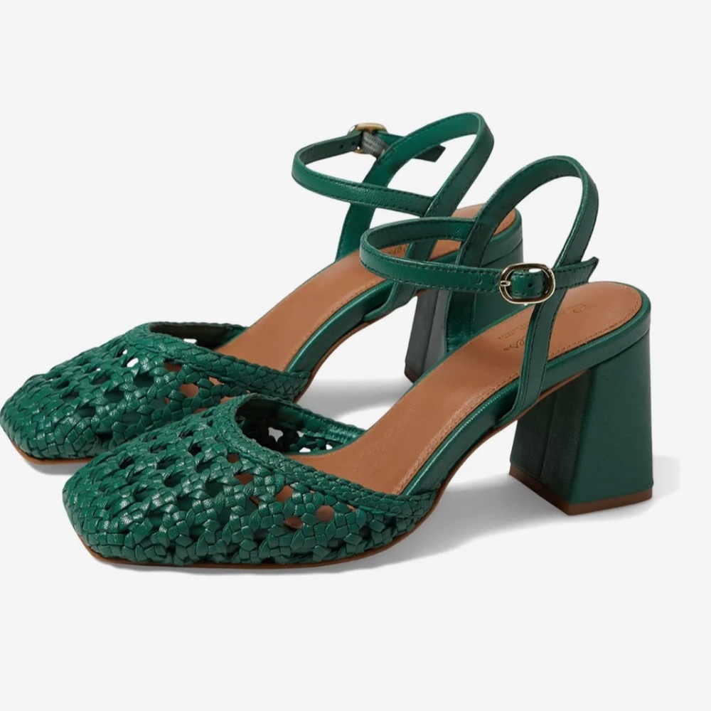NWB Seychelles Leather Bali Block Heel Sandal in Green Size 9.5